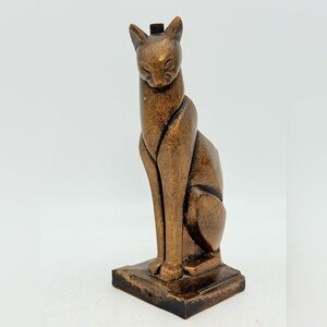 Vintage Art Deco Siamese Cat Bookend Lamp Base | Cast Metal Bronze Finish